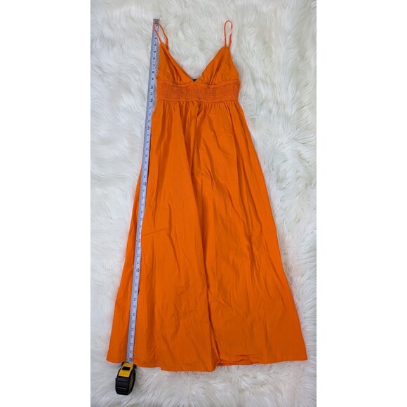 Zara Womens Orange Dress Long Sweatheart Neck Cotton Sleeveless Beach Size M - Picture 11 of 13